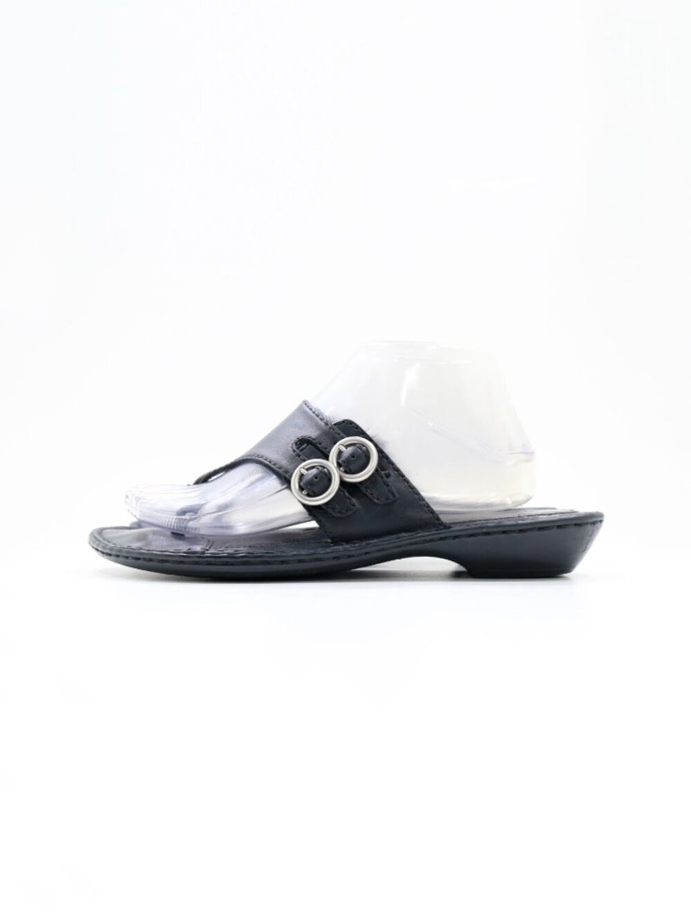 Born Black Leather Lightweight Mini Wedge Thong Sandals - 9